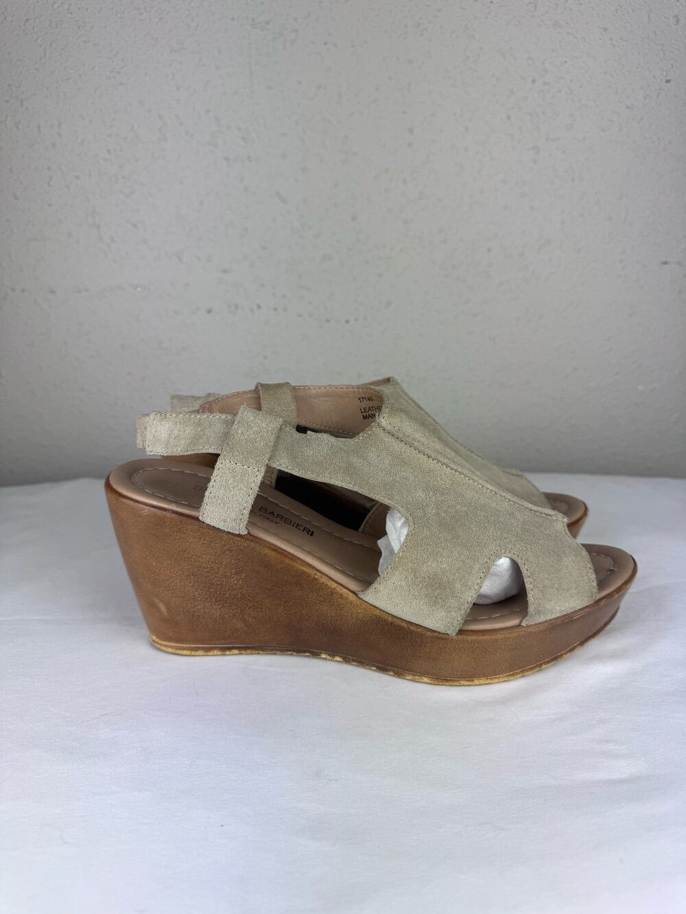 Barbara Barbieri Italian taupe leather wedge sandal womens size 9.5